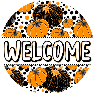 Wreath Sign, Halloween Sign, Pumpkin Sign, DECOE-2124, Sign For Wreath, Round Sign, DecoExchange - DecoExchange®